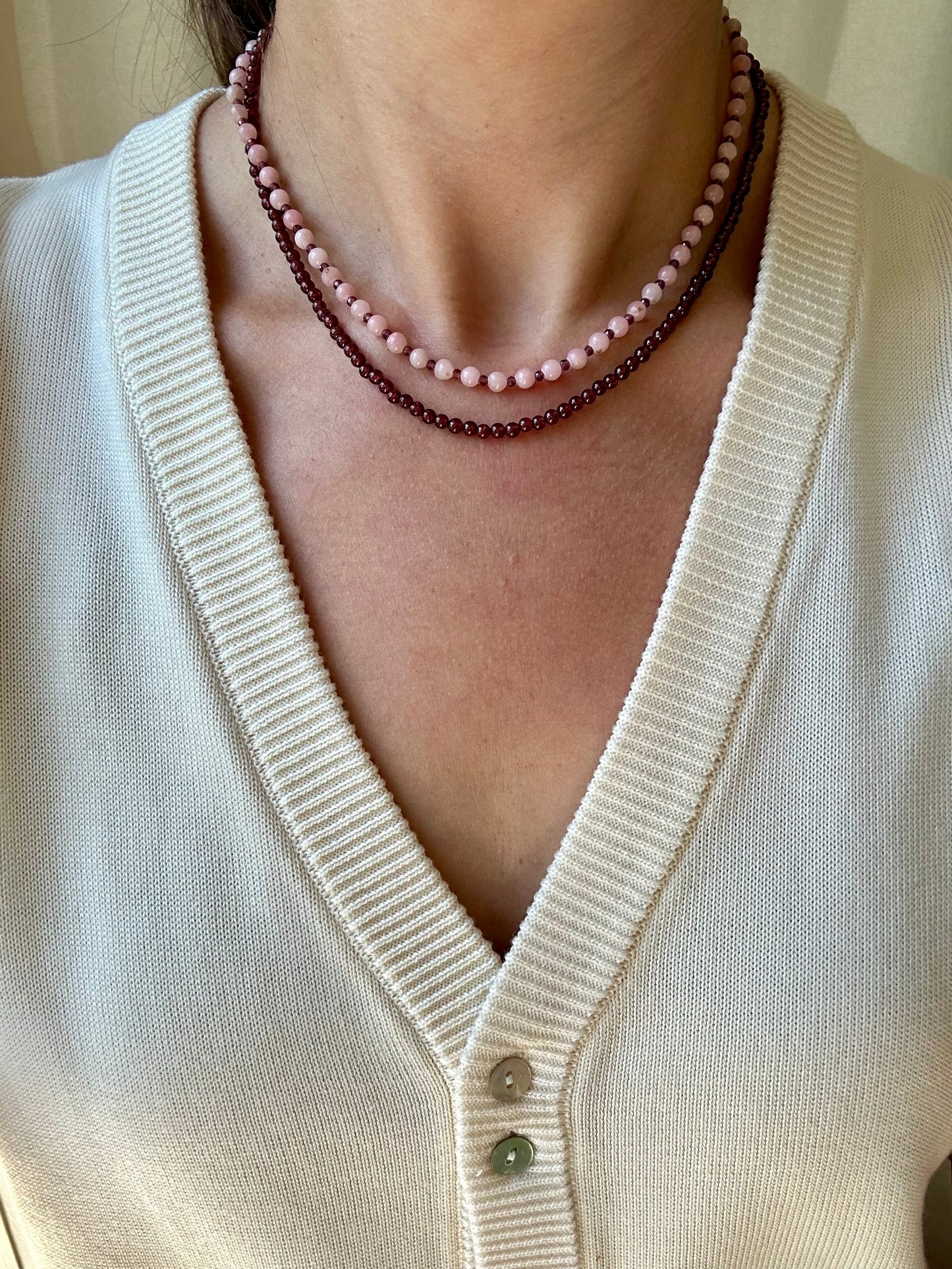 Mini Round Garnet Necklace
