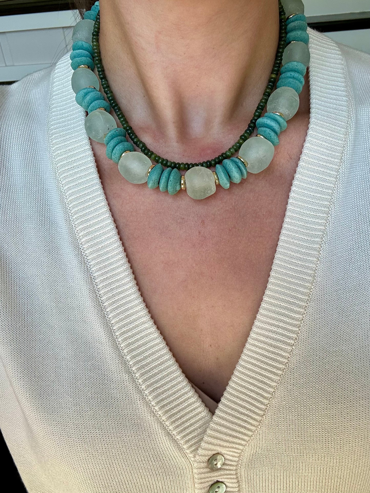 Mini Dark Green Jade Necklace