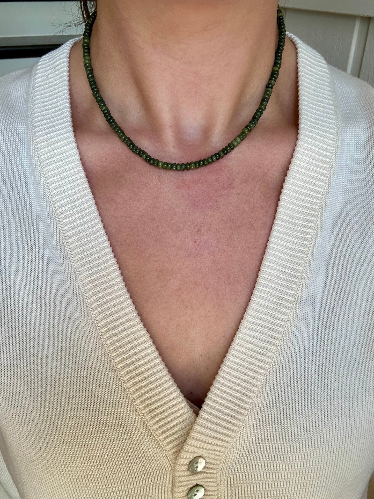 Mini Dark Green Jade Necklace