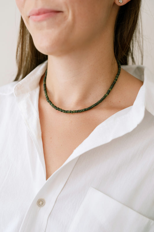 Mini Dark Green Jade Necklace