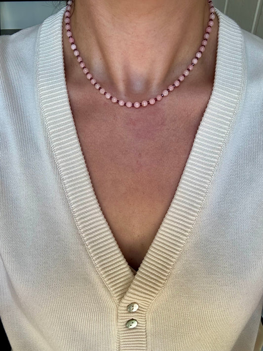 Mini Pink Opal and Garnet Necklace