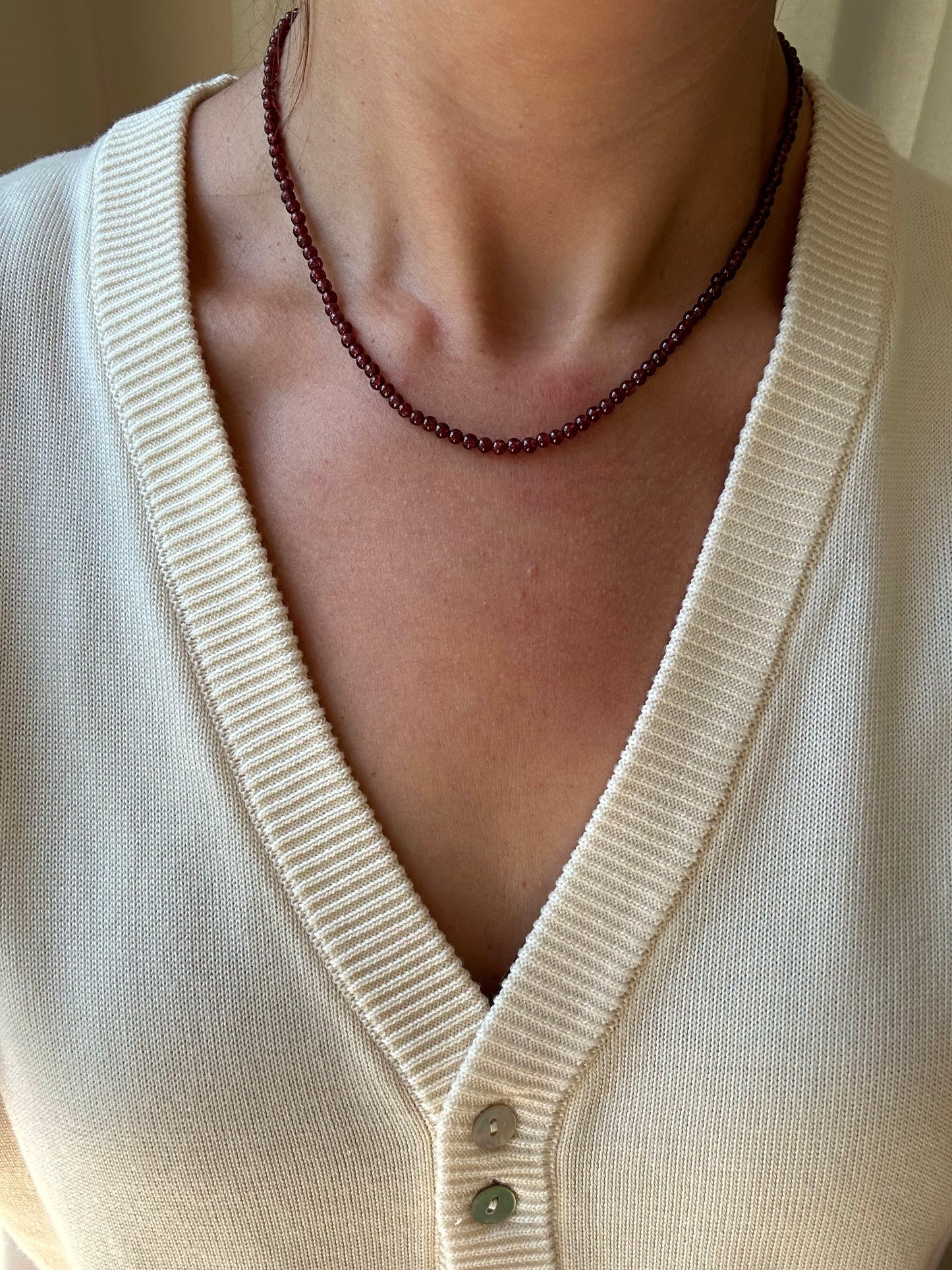 Mini Round Garnet Necklace