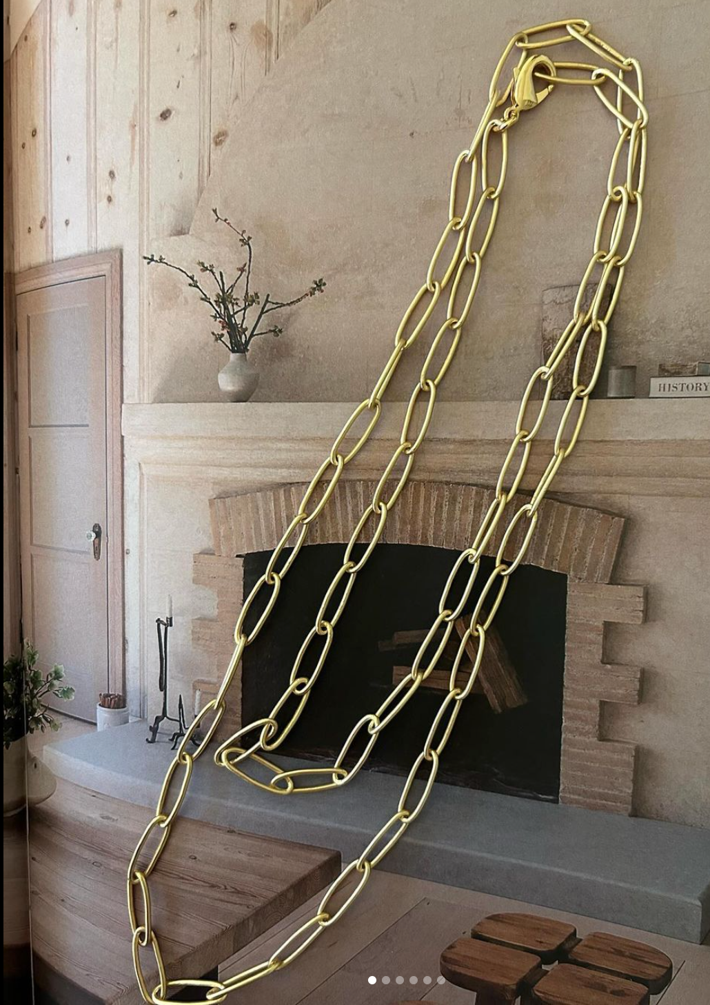 Long Gold Paperclip Necklace