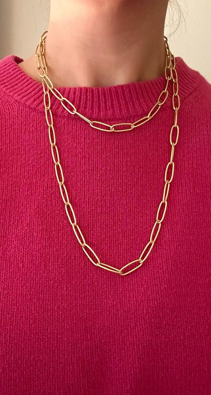 Long Gold Paperclip Necklace