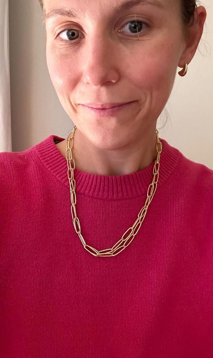 Long Gold Paperclip Necklace